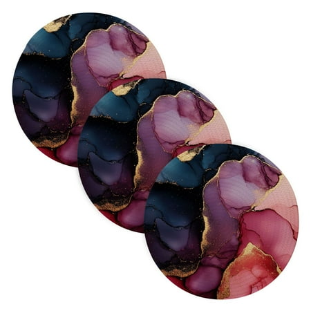 

WOBOGO Gilt Pink Patterns Coil Placemats 3pcs Resistant Hot Pads Mat for Table Counter Cooking Potholder 15in