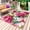 Crimson Green, variant on Pink Flowers Outdoor Rug 5x8 Ft - Reversible Patio Rug Outdoor Camping Rugs, Spring Watercolor Floral Leaves Plants Beige Indoor Outdoor Area Rugs, Non-Slip Outdoor Carpet Runner for Deck/Porch