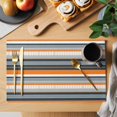 thumbnail image 2 of Orange Grey Striped Placemats Set of 6, Farmhouse Vintage Stripe Placemats for Dining Table, Place Mats for Kitchen Tabletop, Waterproof Wipeable Dining Table Mats Set, 2 of 9
