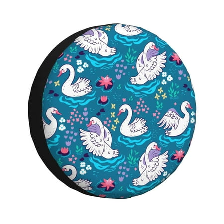 Spare Tire Cover Swan On The Pond Wheel Cover Tire Covers for Trailers Car Truck Camper Universal Tire Covering Fits Diameter 15 inch
