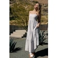 thumbnail image 4 of Cali1850 Women's XS~XL Lined Tiered Sleeveless Linen Flare Maxi Dress with Adjustable Spaghetti Strap, 4 of 6