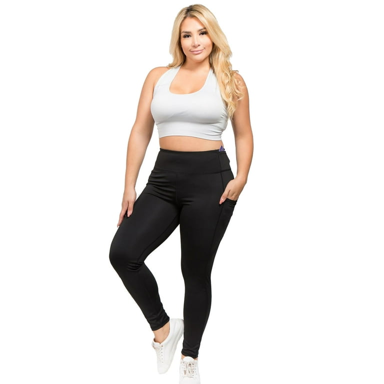 Black Plus Size High Waist Activewear Leggings With Pockets Size XX-Large