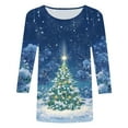 thumbnail image 4 of larppty Merry Christmas Shirt for Women Christmas Tree Plus Size Crew Neck Long Sleeve Holiday Tee Tops (Light Blue, L), 4 of 4