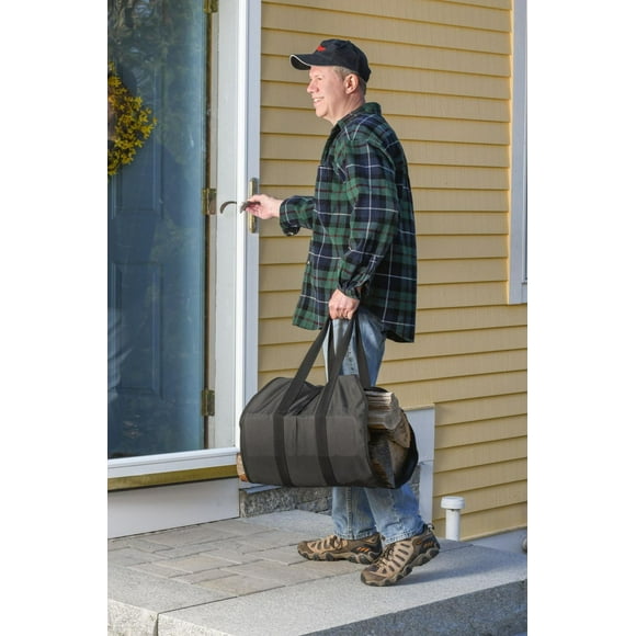 Sac pour bois de chauffage à extrémités ouvertes, 19 x 40 po, noir
