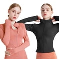 thumbnail image 4 of FNNMNNR Women‘s Lightweight Full Zip Running Track Jacket Workout Slim Fit Yoga Sportwear with Thumb Holes, 4 of 8