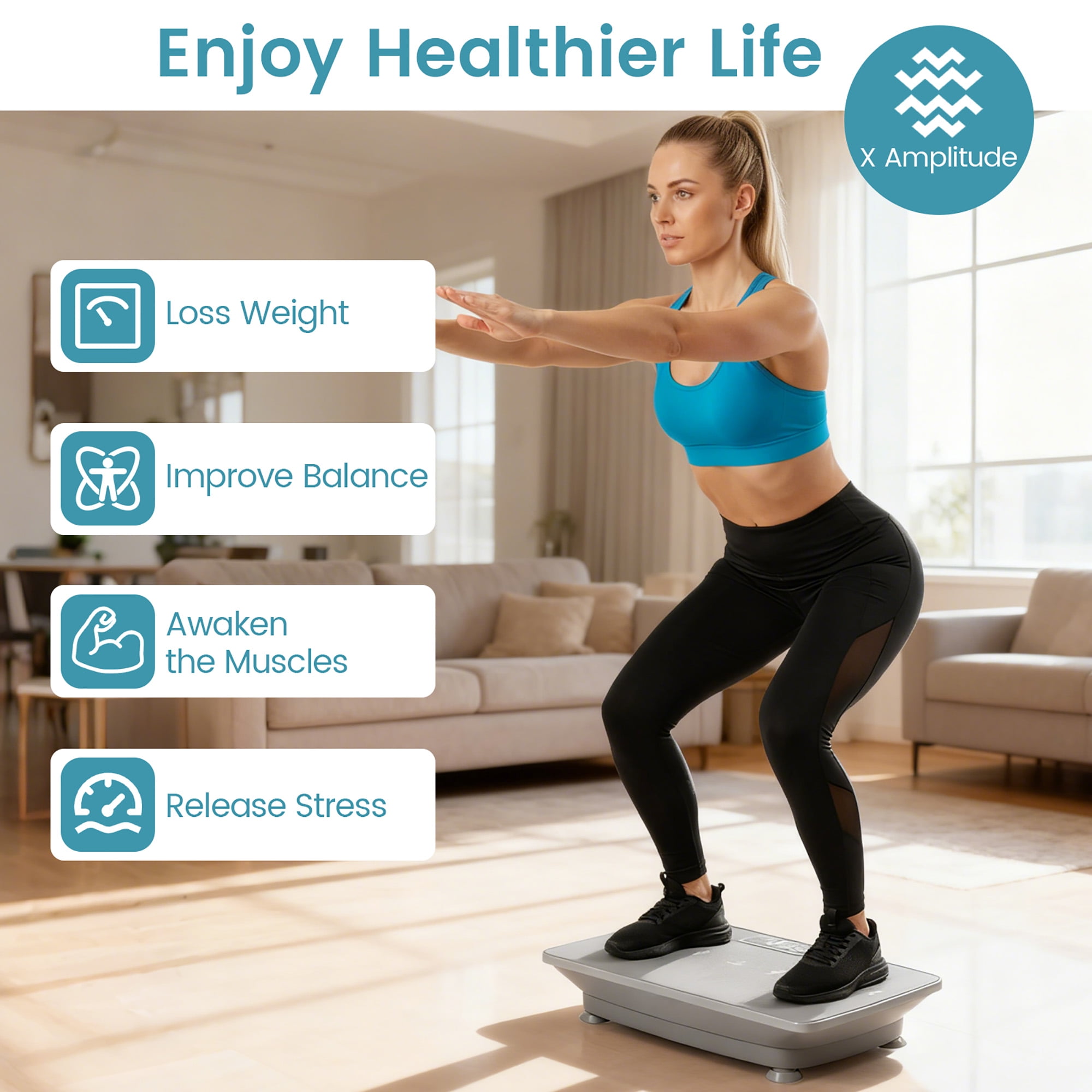 Gymax Vibration Plate Exercise Machine w/ Gravity Sensor Remote Control Bluetooth Grey