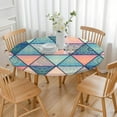 thumbnail image 3 of 44Inch Bohemian Tablecloth Round Floral Design, Fitted Elastic for 38-42 Inch Tables, Stain Resistant, Easy Wipe, 3 of 7