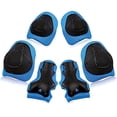 thumbnail image 1 of Unatoiry Ensemble de 6 Genouillères Solides en Polyester Coque Rigide Protège-Poignets Respirant Patins à Roulettes Cyclisme Scooter Bleu, 1 of 6