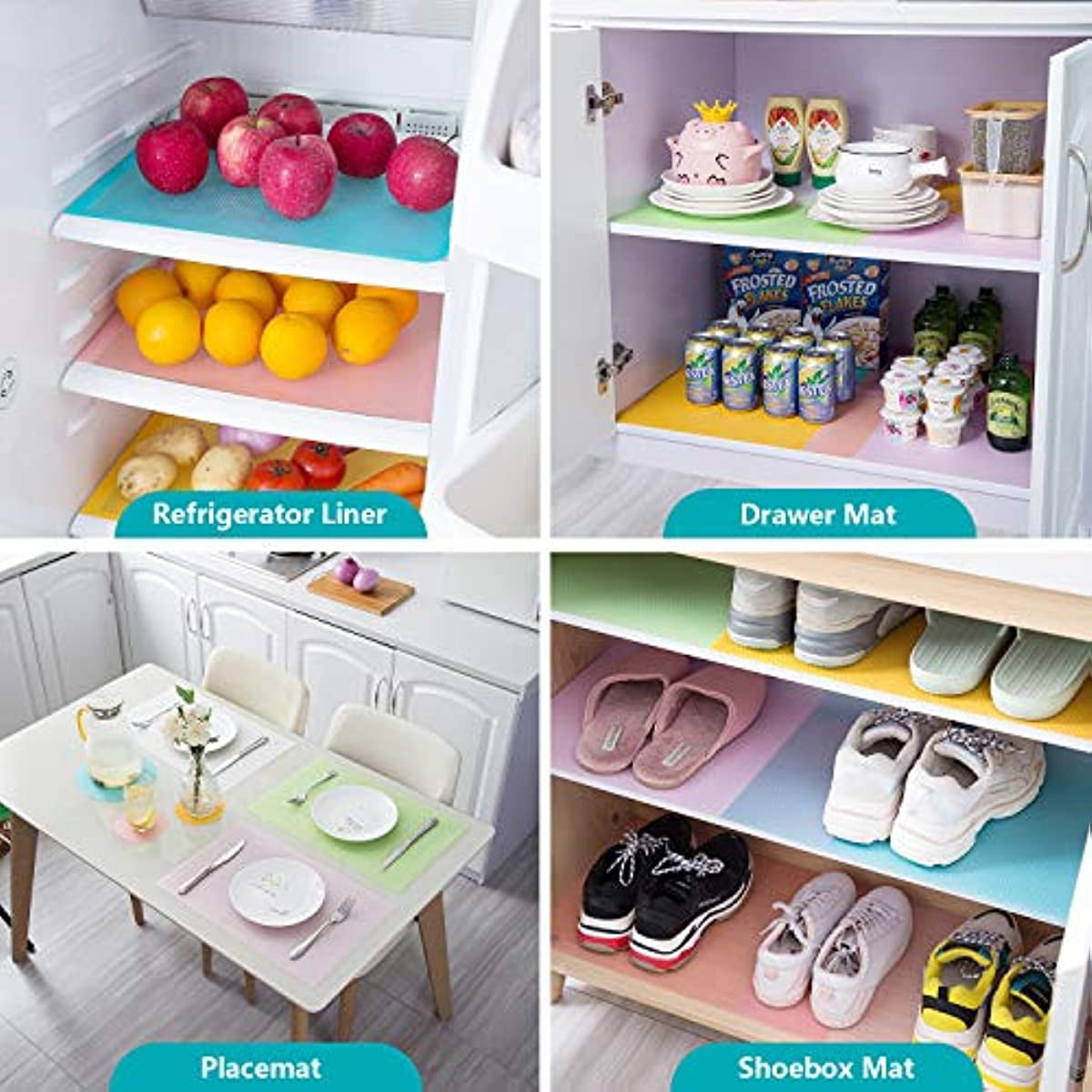 Refrigerator Mat, Washable Refrigerator Mat, Refrigerator Mat, Easy To Clean Shelf Mat, Cuttable Kitchen Cabinet Shelf Mat, Non Adhesive Drawer Table Mat (Color)