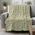 thumbnail image 2 of Green Floral Blanket Soft Cozy Warm Throw Blanket for Couch, Plush Fuzzy Flannel Fleece Blankets for Sofa, Vintage Rustic Botanical Spring Bed Blankets Lightweight Gifts for Women, 40"x50", 2 of 9