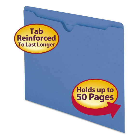 Smead Colored File Jackets w/Reinforced 2-Ply Tab Letter 11pt Blue 100/Box 75502