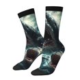 thumbnail image 1 of Lukts Wave Ocean Animal Shark Pattern Womens Crew Soft Moisture-wicking Socks,Moisture Control Crew Socks,Mid Calf Socks, 1 of 6