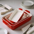thumbnail image 2 of Kook Ceramic Bakeware Set, Casserole Dish For Cooking, Set of 3, Cherry, 2 of 3