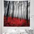 thumbnail image 1 of Forest Tapestry, Fantasy Woodland Under Fog Trees Jungle Bushes Contrast Colors, Fabric Wall Hanging Decor for Bedroom Living Room Dorm, 5 Sizes, Pale Grey Black Red, by Ambesonne, 1 of 1