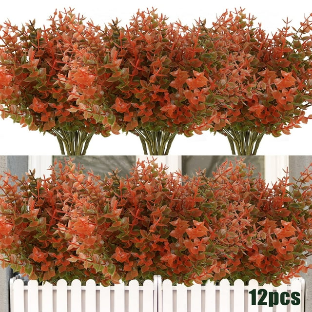 Flores de otoño artificiales RECUTMS, 12 paquetes de plantas de otoño falsas