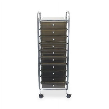 Advantus 10-Drawer Organizer 10 Drawer - 4 Casters - Metal File Cart - Smoke - 1 Each