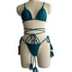 thumbnail image 2 of Traje De Baño De Dos Piezas Traje de baño dividido para mujer Moda Chinlon Solid Beach Party Bikini (M Azul pavo real) Tmvgtek Para Estrenar, 2 of 7