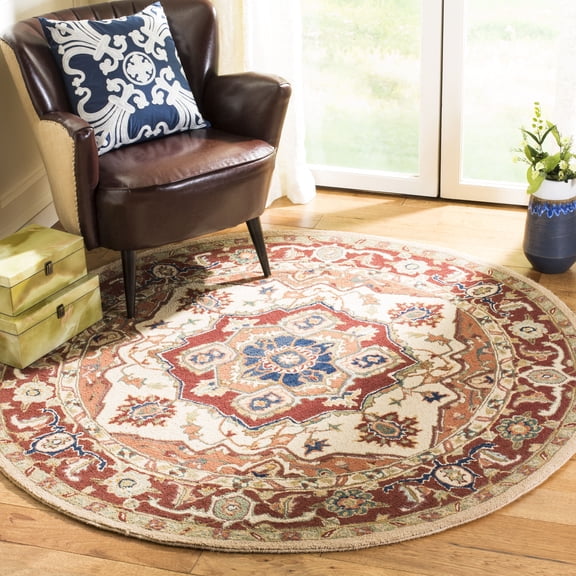 Safavieh Chelsea Flowers Floral Area Rug, Red/Ivory, 5'6" x 5'6" Round