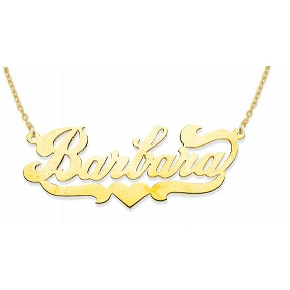 Personalized Shiny HIgh Polished Nameplate Pendant Necklace 17MM Sterling Silver or Yellow Gold Plated Silver.  Special Order, Made to Order. PNK048SSY