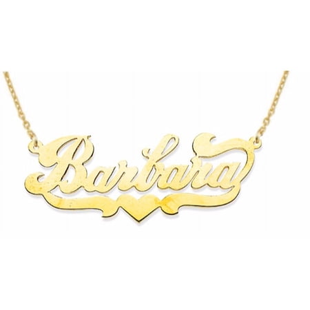 Personalized Shiny HIgh Polished Nameplate Pendant Necklace 17MM Sterling Silver or Yellow Gold Plated Silver. Special Order, Made to Order. PNK048SSY