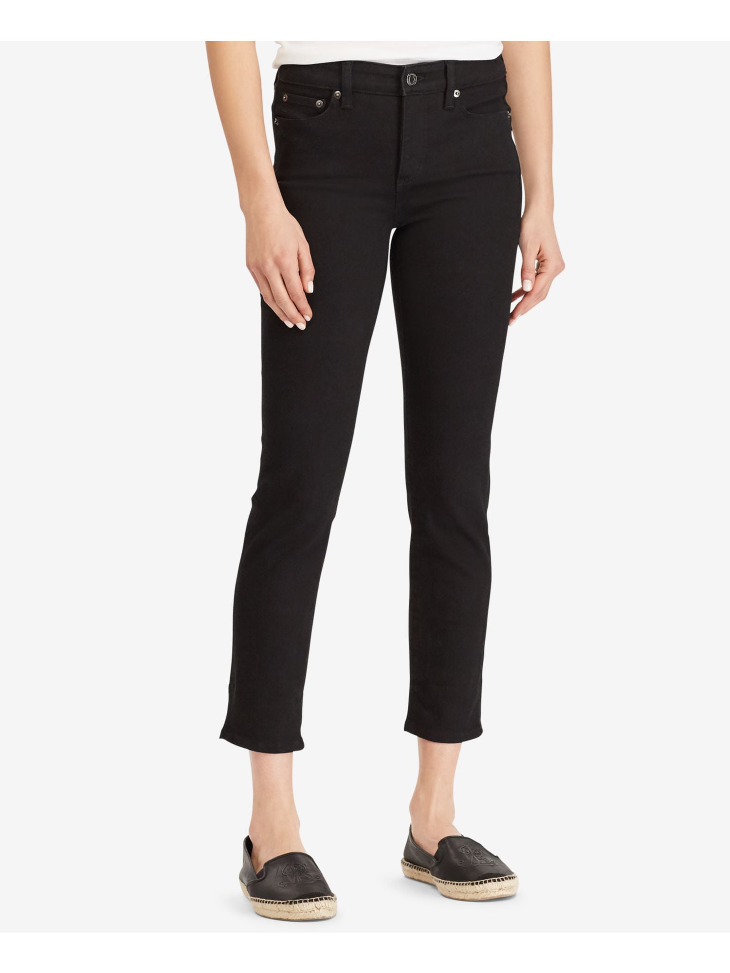 Ralph Lauren - RALPH LAUREN Womens Black Cropped Straight leg Jeans ...