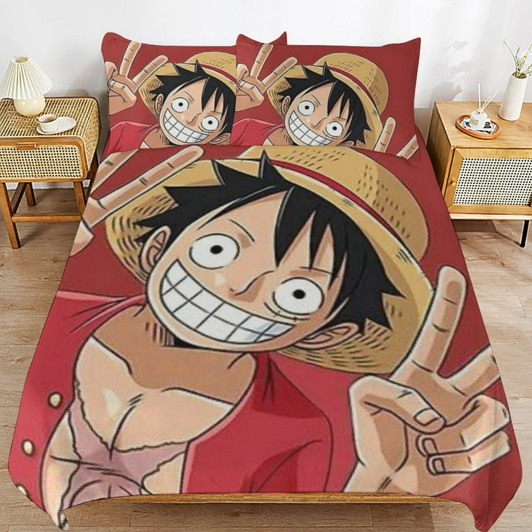 Queen Size One Piece Luffy Bedding Set Anime Bedding Set Contains One Duvet Cover and two pillowcases One Piece Luffy merch Walmart
