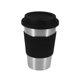 thumbnail image 1 of Taza de café de acero inoxidable, taza de té de leche antiescaldaduras de silicona, vasos de agua duraderos portátiles con tapa (negro), 1 of 4