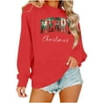 thumbnail image 5 of Merry Christmas Sweatshirt for Women Plaid Holiday Long Sleeve Xmas Tree Print Pullover Lightweight Shirt, 5 of 7