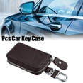 thumbnail image 3 of Unique Bargains Car Key Case Faux Leather Zipper Multifunctional Car Fob Key Case for Auto Remote Key Dark Brown, 3 of 7