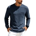 thumbnail image 4 of Zynoxe Men's Long Sleeve T-Shirt with Chest Pocket Plus Size Round Neck Top for Men Comfort Waffle Knit Tee Shirt Casual Loose Solid Color Pullover Top L, 4 of 6