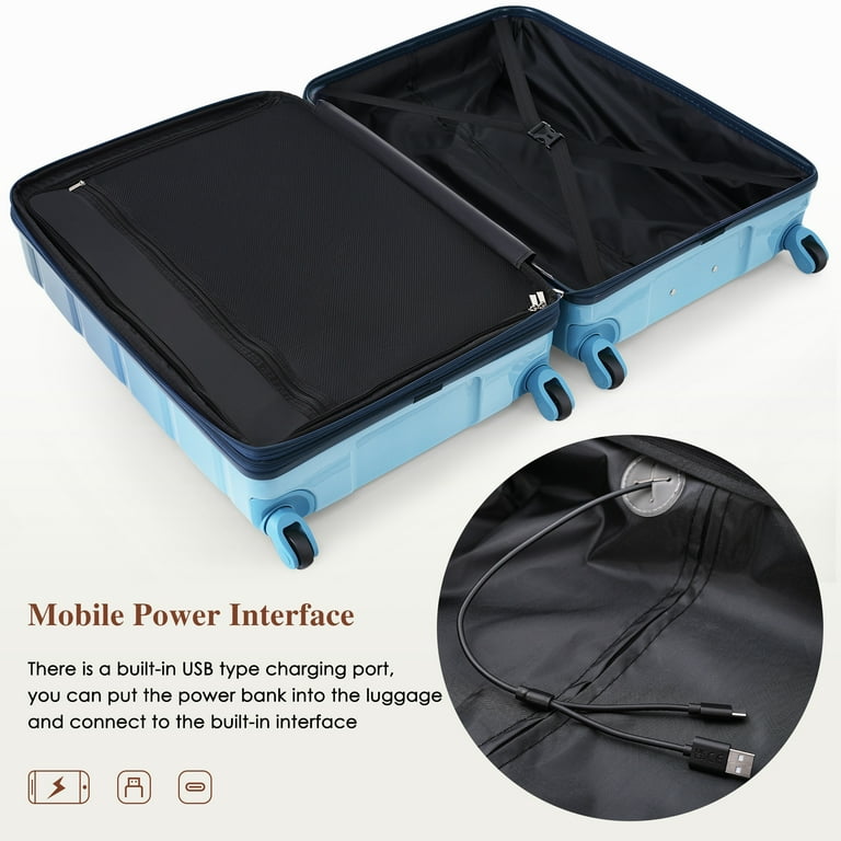 Usb Port Suitcase With Charger Built In Cup Holder Suitcase With