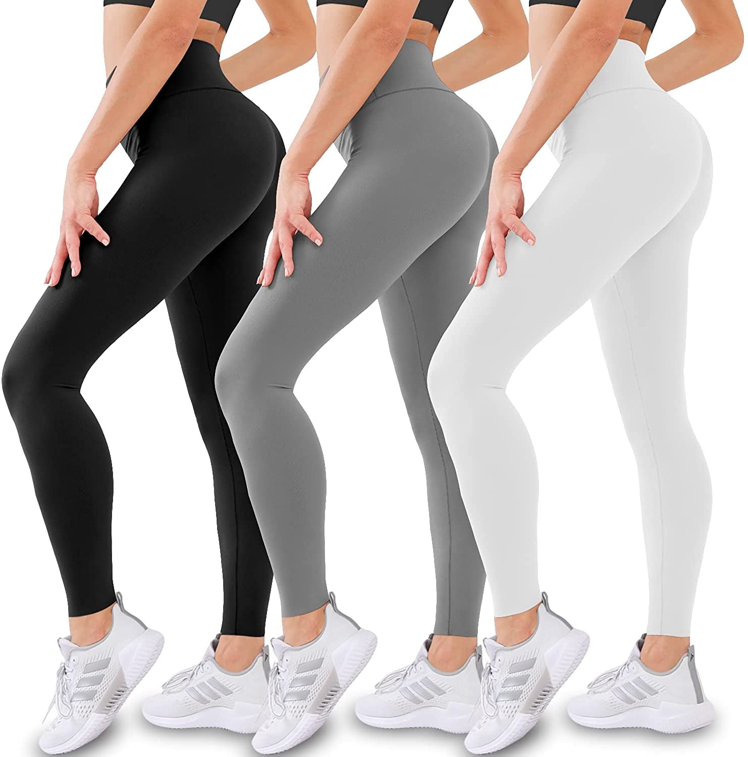 3 or 4 Pack Womens Leggings-No See-Through High Waisted Tummy Control Yoga Pants Workout Running Legging 