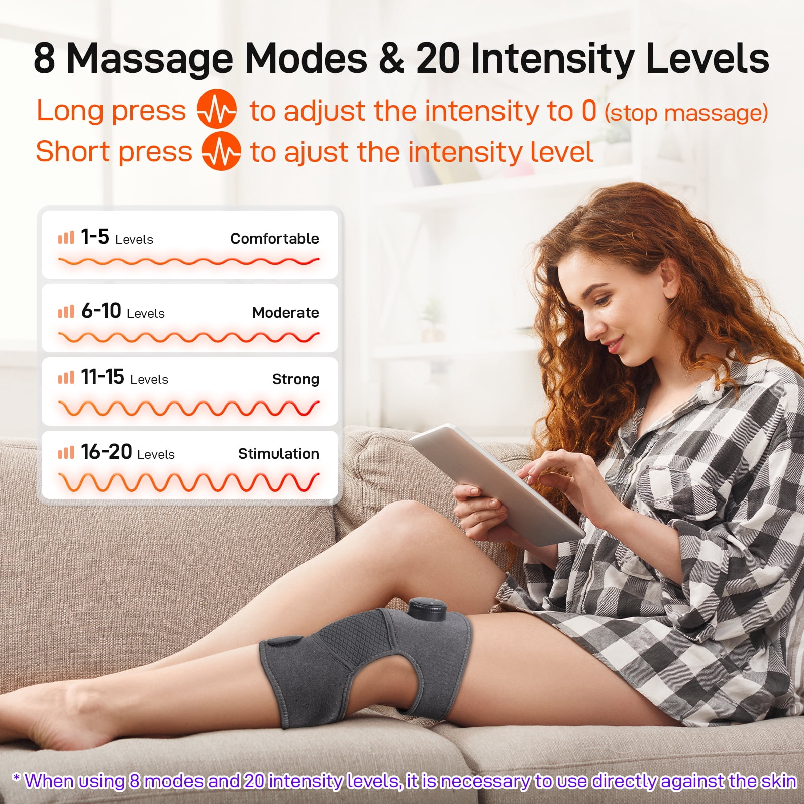 8 Modes & 20 Intensities Cordless Heated Knee Massager,Heating Pad for Shoulder, Elbow,Pain Relief,Arthritis,Perfect Holiday Gift for Men & Women