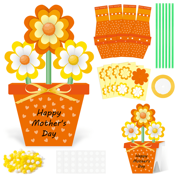 Laffact DIY Flower Bouquet Craft Kit ForValentine's Day and Mother's Day Party,Make Your Own 3D Flower Bouquet Ornament for Handmade Class，36pcs