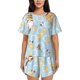 thumbnail image 1 of Balery Cute Gnome Bee Collects Honey Conjunto de Pijama para Mujer con Estampado, Dos Piezas de Manga Corta y Shorts, Ropa de Dormir Suave con Cuello Redondo y Bolsillos-Medium, 1 of 6