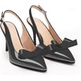 thumbnail image 4 of Women's Sexy Slingbacks Bow Stiletto Heels Closed Pointed Toe Pumps Bead Buckle Strap High Heels Dress Shoes, 4 of 12