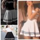 thumbnail image 2 of S-XL Moda Mujeres Versión Verano Estilo Falda Plisada Color Sólido Cintura Alta Casual Mini Escolarpangjing, 2 of 4