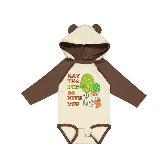 Inktastic May the Forest Be with You Cute Fox Boys or Girls Long Sleeve Baby Bodysuit