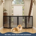 thumbnail image 2 of Bamboo Freestanding Dog Gate, No Assembly Pet Gate Indoor, 24”H x 75”W Extra Wide Foldable Puppy Barrier Fence with Support Feet for the House, Doorways Stairs, 4 Panels, No Drilling, Black, 2 of 8