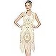 thumbnail image 3 of Metme Robe Flapper des Années 1920 pour Femmes Sequins Art Déco Sans Manches Robe Gatsby Abricot, 3 of 4