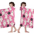 thumbnail image 4 of Halloween Ghosts with Boo Hooded Bath Towel，60"x35" for Ages 3 To 12 Kids, Quick Dry Lightweight Soft Microfiber Hood Beach Towel Cover Up for Kids, 4 of 7