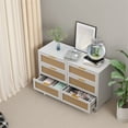 thumbnail image 4 of Dtwnek 6 Drawers Dresser Rattan Storage Cabinet for Bedroom,Living Room, White, 4 of 9