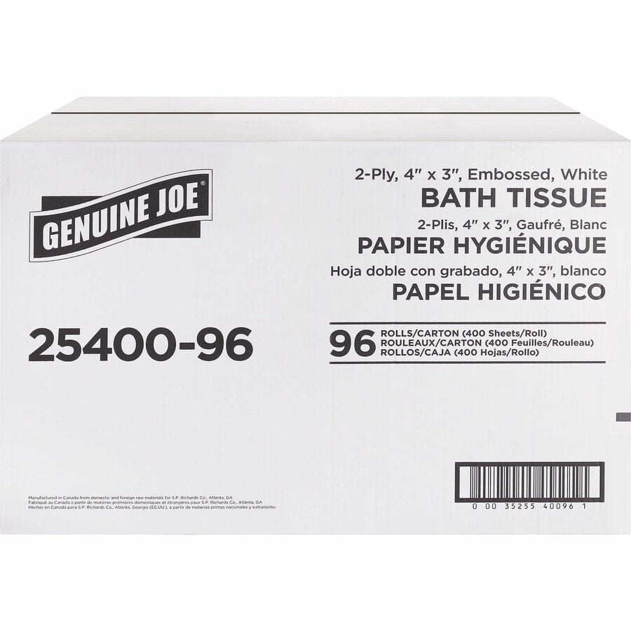 Genuine Joe, GJO2540096, 2-ply Standard Bath Tissue Rolls, 96 / Carton, White