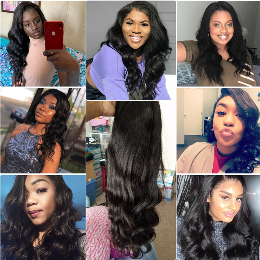 Lace Closure Wigs Human Hair Body Wave Brazilian Virgin Body Wave Human Hair Wigs for Black Women Wavy Human Hair Wig 4X4 Lace Front Wigs Pre Plucked with Baby Hair Bleached Knots (20Inch)