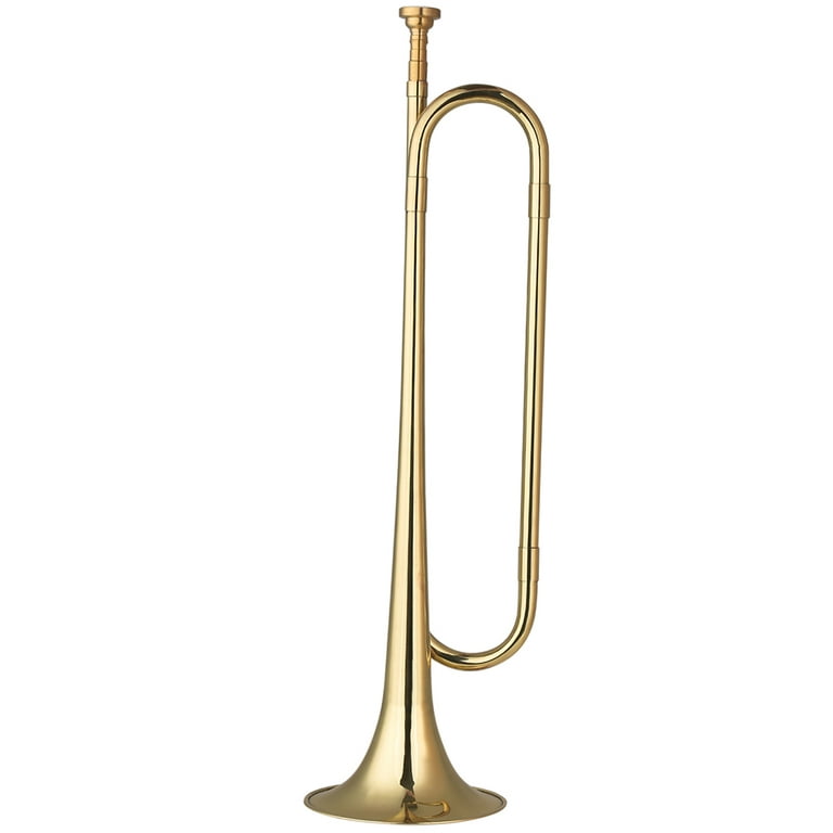 Eccomum Brass C Bugle Call Gold-Plated Trumpet Cavalry Horn with