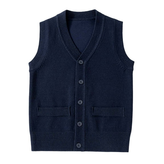 KPOPLK Toddler's Baby Knit Vest for Baby Boys Girls, Rustic Pastoral Style Toddler Sleeveless Sweater Warm Tops(4-5 Years,Navy)