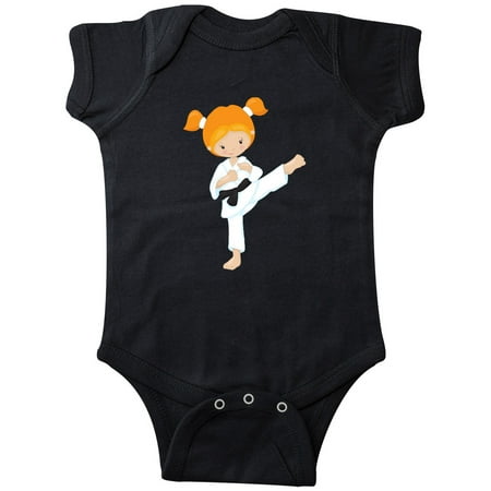 

Inktastic Cute Girl Orange Hair Karate Pose Black Belt Gift Baby Girl Bodysuit