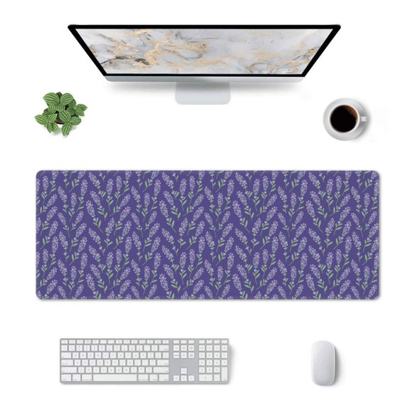 Xecao Lavender Flowers for Mouse Pad - Waterproof Extended Contour Mouse Mat, Large Gaming Mousepad Laptop Keyboard Mat with Non-Slip Rubber Base