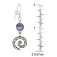 thumbnail image 3 of One Pair Textured Pewter Swirl & Bead Earrings with Sterling Silver Earwires - Purple, 3 of 4