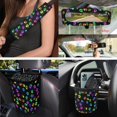 thumbnail image 4 of HUISEFOR 15 Pieces Cute Car Seat Covers Full Set for Women Men Dog Paw Print Steering Wheel Cover Belt Cover Garbage Can Keychain Car Coasters Rear View Mirror Cover, 4 of 7